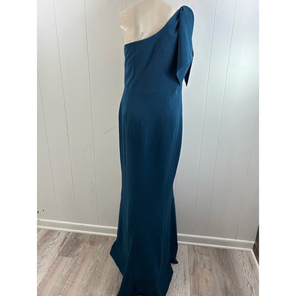 NEW! Dress the Population Georgina One-Shoulder Maxi Dress in Peacock blue XXL - Picture 7 of 12